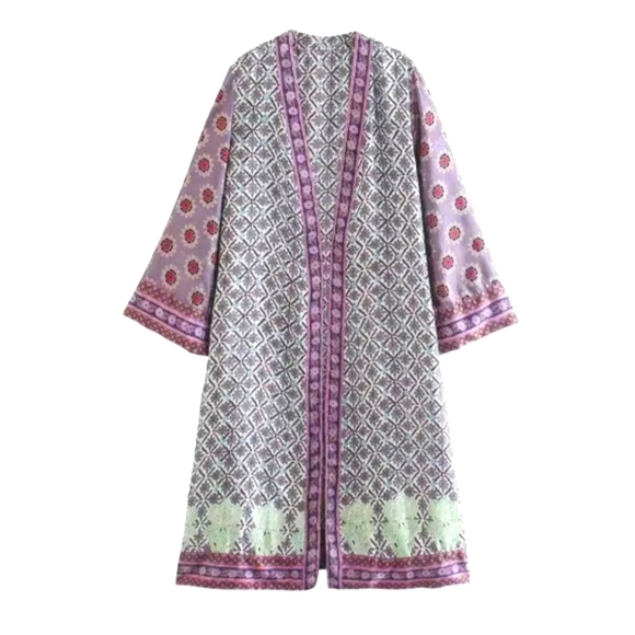 Zara Other - Zara Women's Printed Longline Kimono Size XS-S Cover Up Summer Beach Bohemian